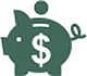 Line art graphic of a piggy bank.